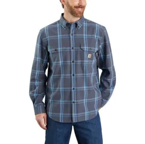 105433 - Loose Fit Midweight Chambray Long-Sleeve Plaid Shirt - Bluestone