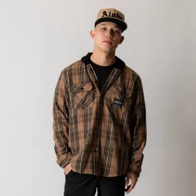 808ALLDAY Tan/Black Hooded Flannel