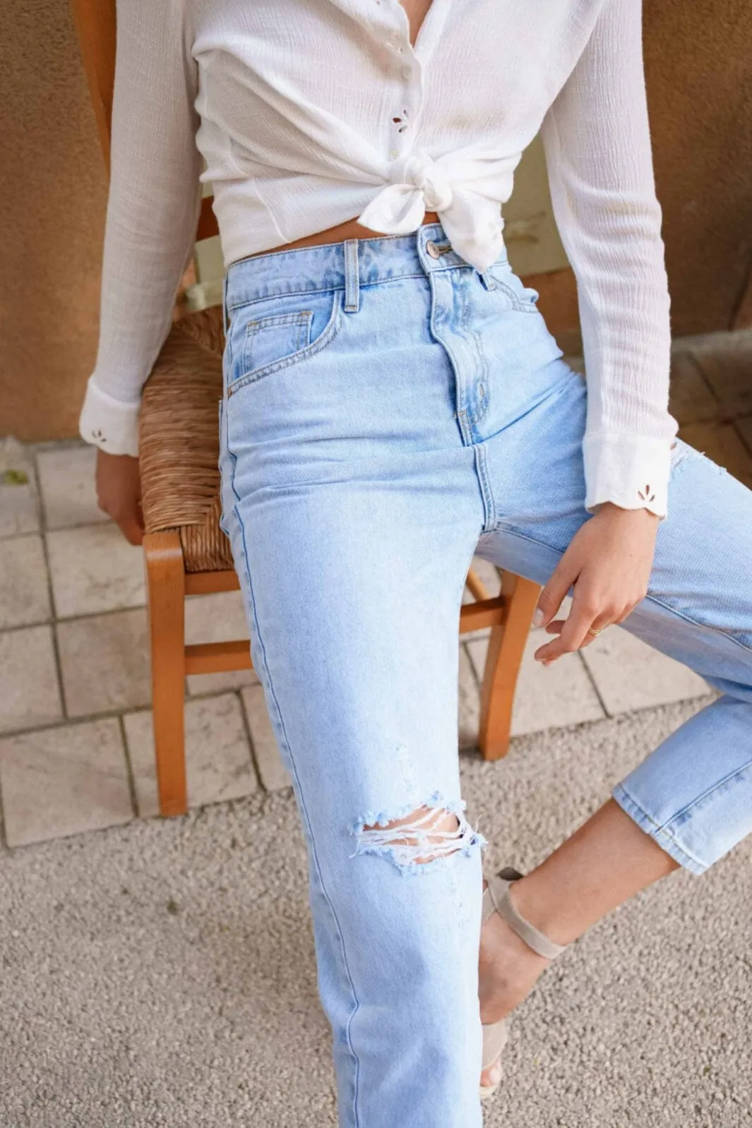 A-bee - Margot ripped mom jeans JD390Y - Light Blue