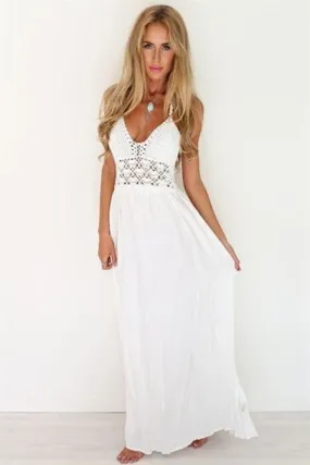 A line Chiffon V Neck Beach Wedding Dresses Backless Ivory Wedding Gowns JS506