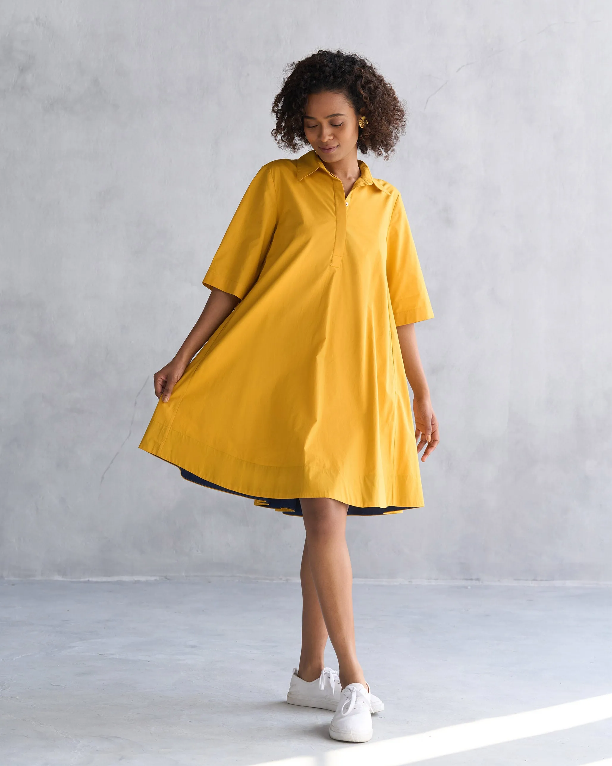 A-line Short Dress - Ochre