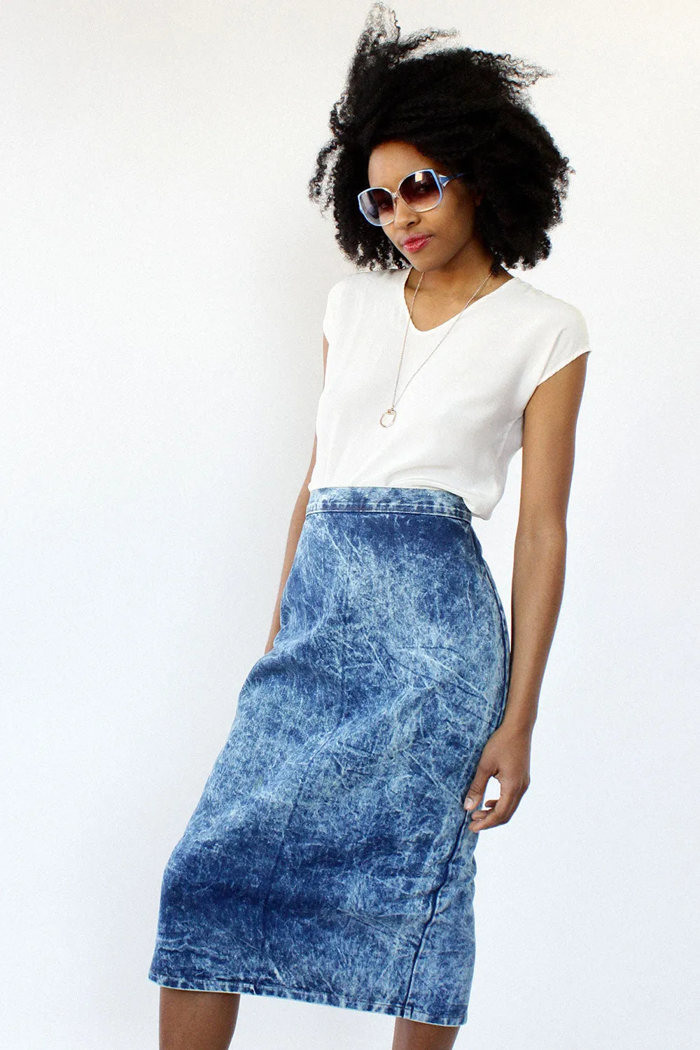 Acid Washed Pencil Skirt S/M