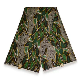 African print fabric - Green leaves - Polycotton (Important: Please read description)