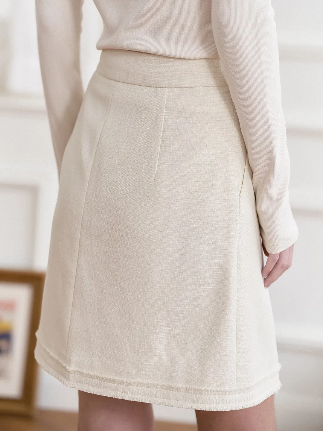 Aitana Apricot Brushed Tweed Skirt