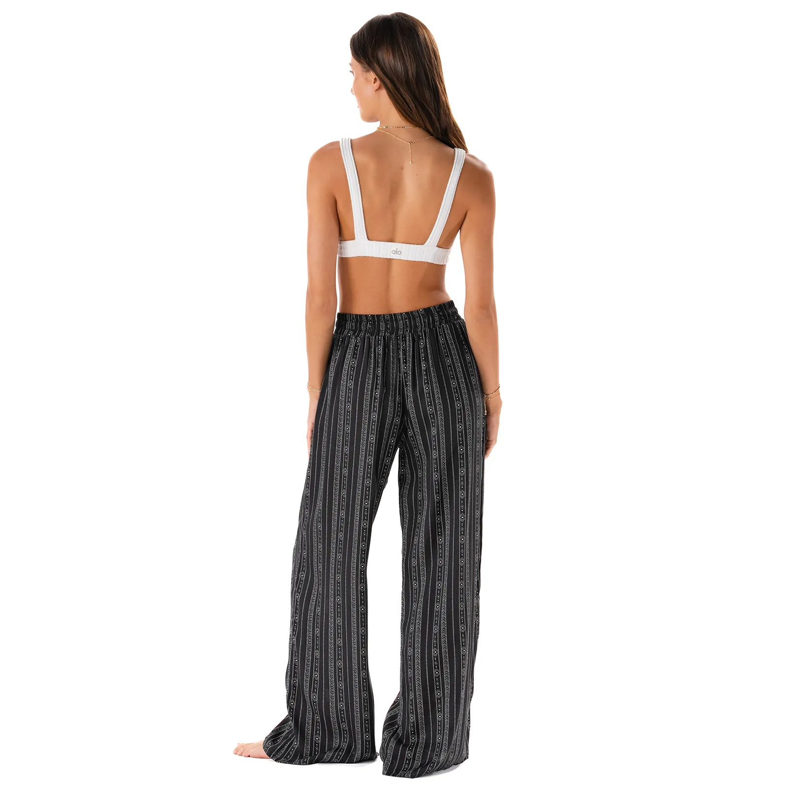 Akha Tribal Print Wide Leg Drawstring Pants