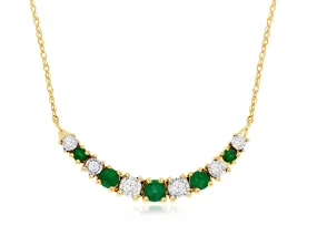 Alternating Emerald and Diamond Design Necklace