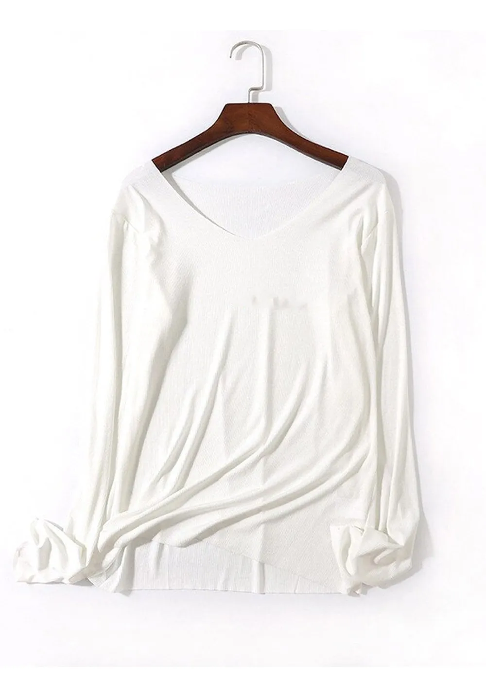 AMB Kate Long Sleeve V Neck Top