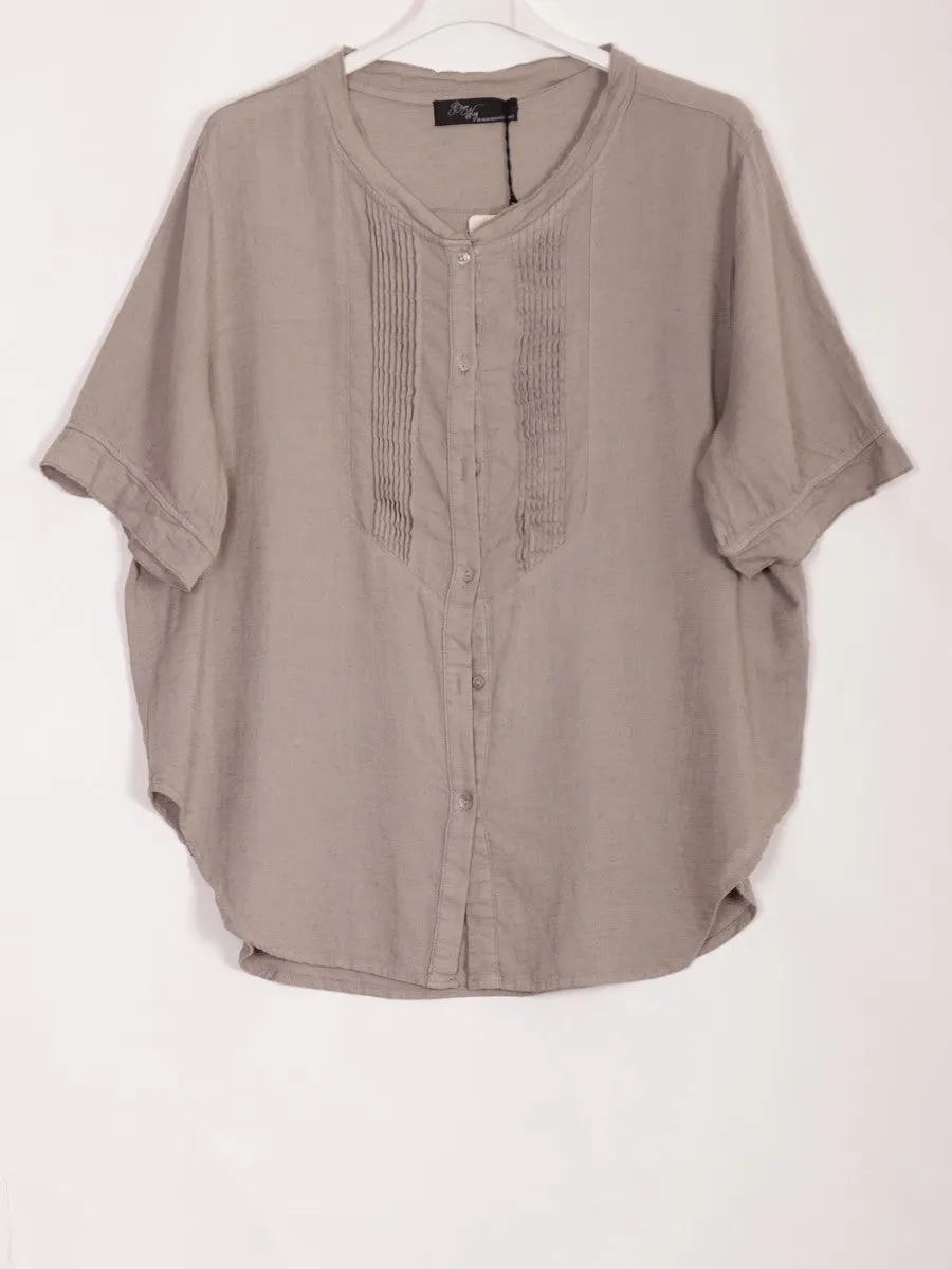 Anne   Kate Italian Sicily Pleated Linen Blend Top