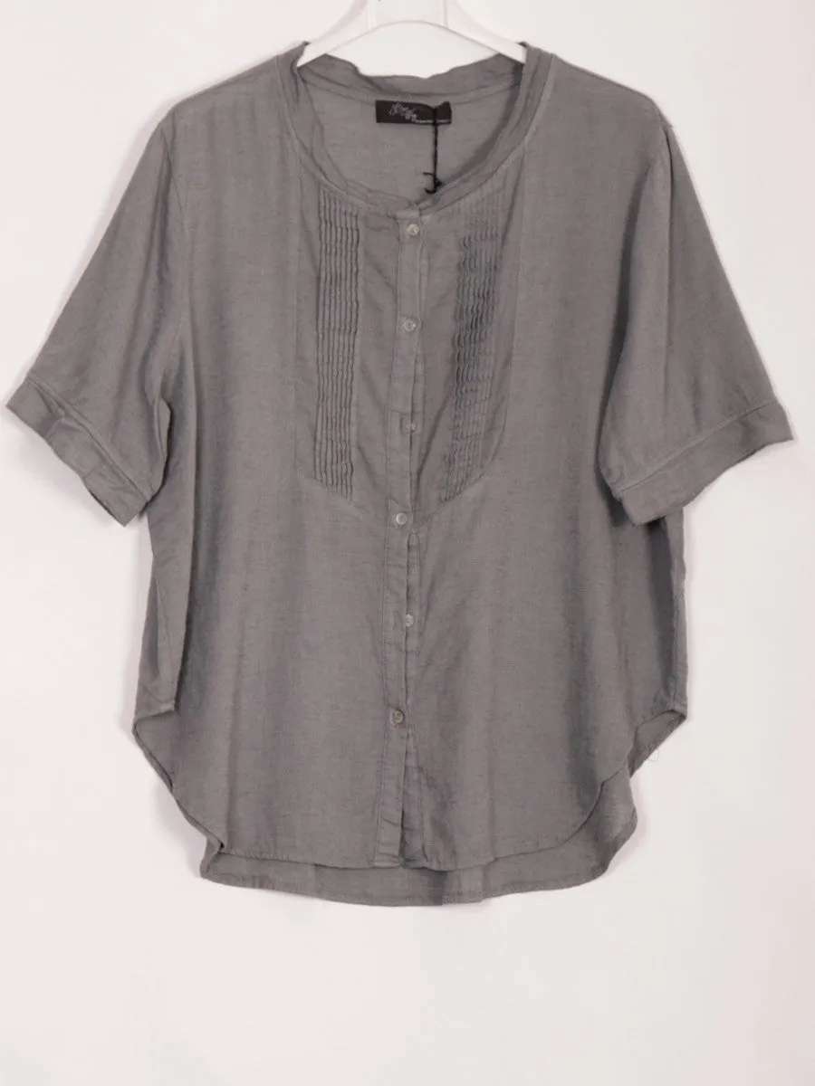 Anne   Kate Italian Sicily Pleated Linen Blend Top