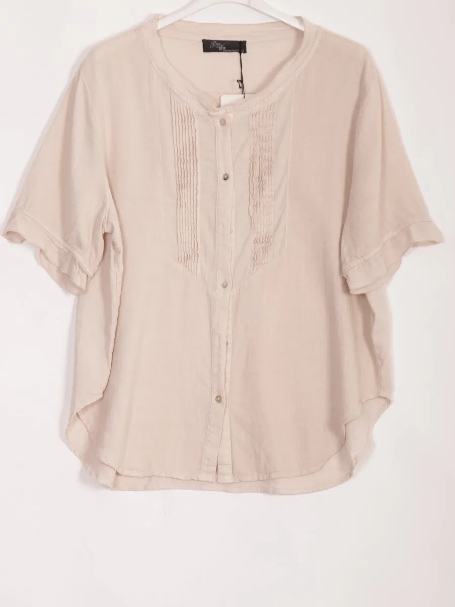 Anne   Kate Italian Sicily Pleated Linen Blend Top