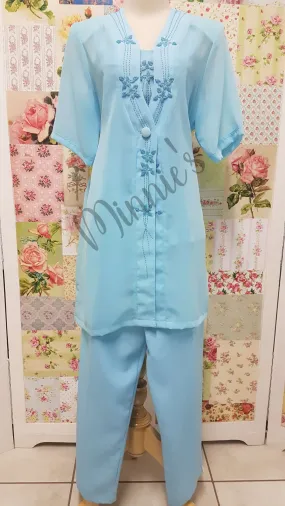 Aqua Blue 3-Piece Pants Set HE049