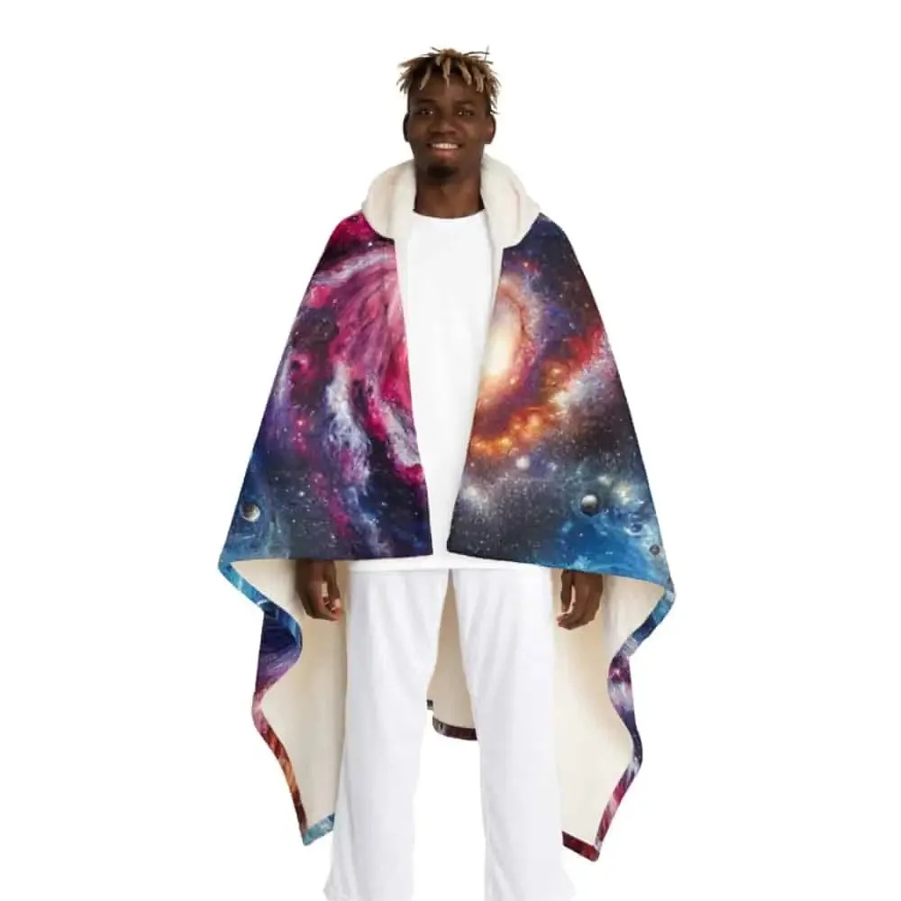 Aria Starling - Galaxy Hooded Sherpa Fleece Blanket