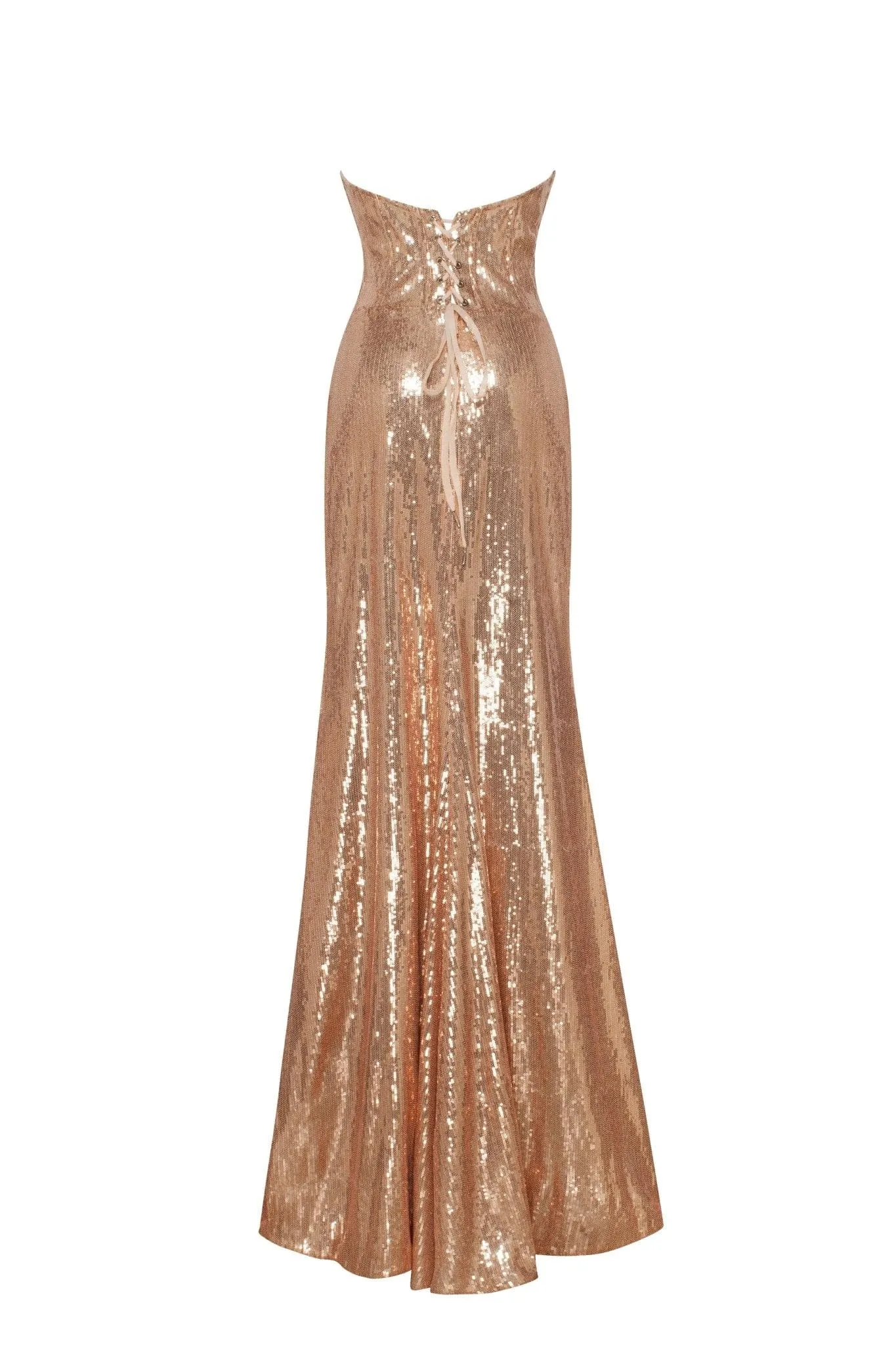 Astonishing  sequined lace maxi dress in gold