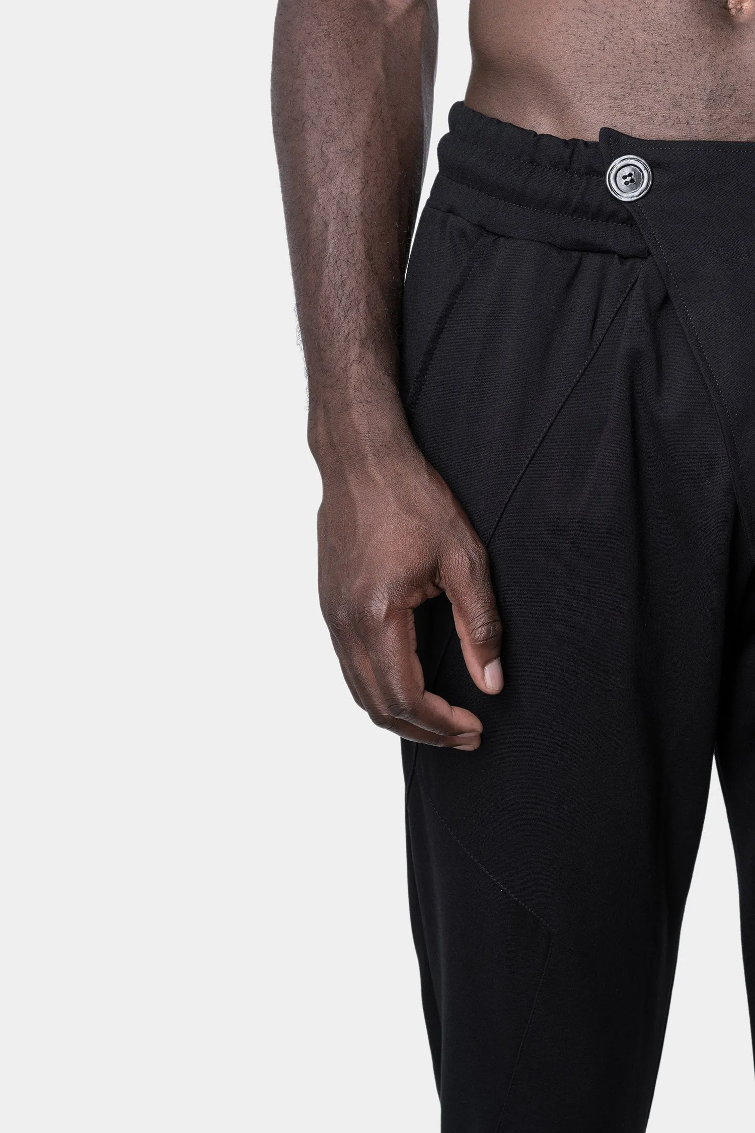 Asymmetrical fly viscose sweatpants