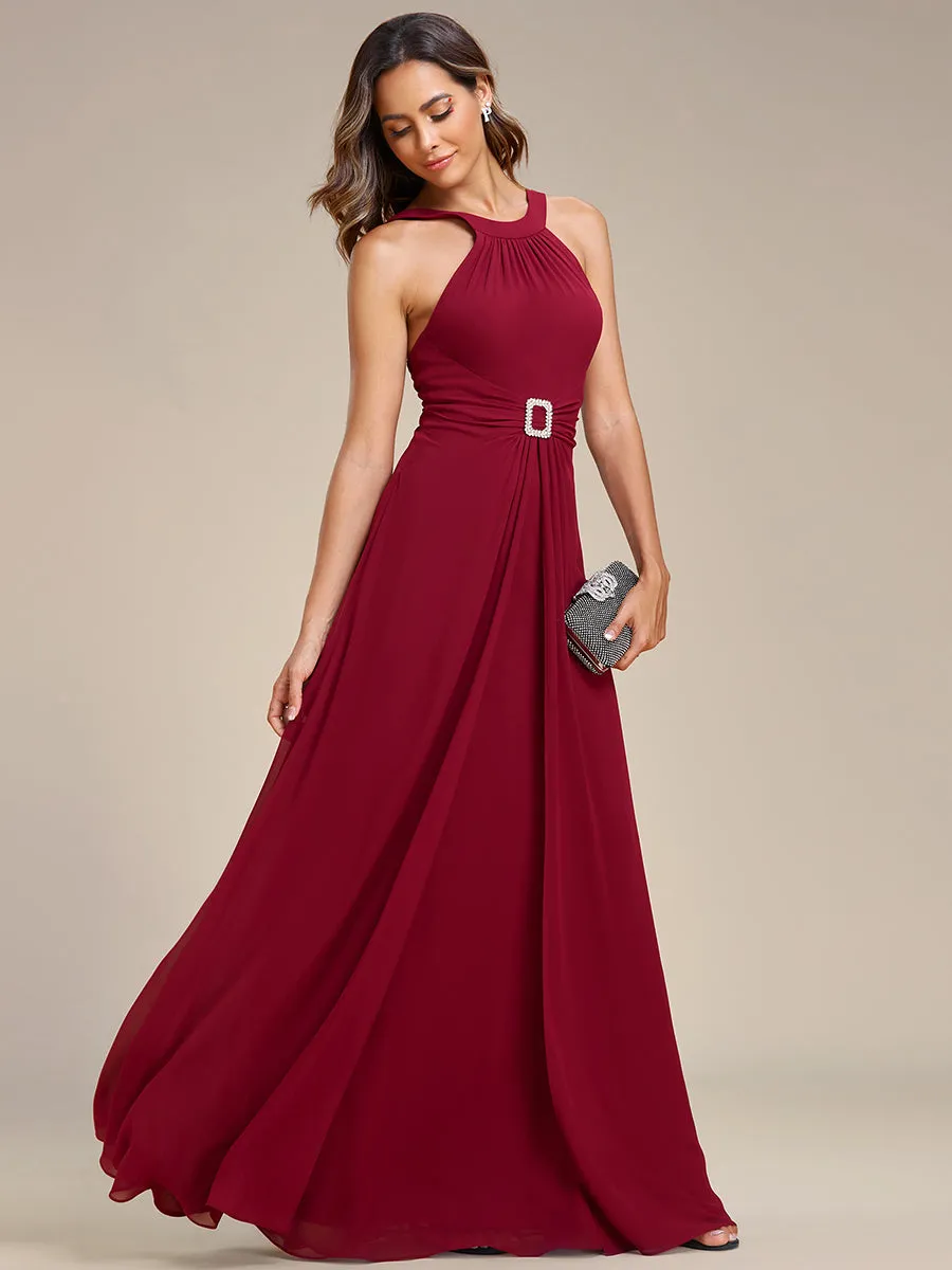 Backless Halter Neck Rhinestone Wholesale Chiffon Evening Dresses