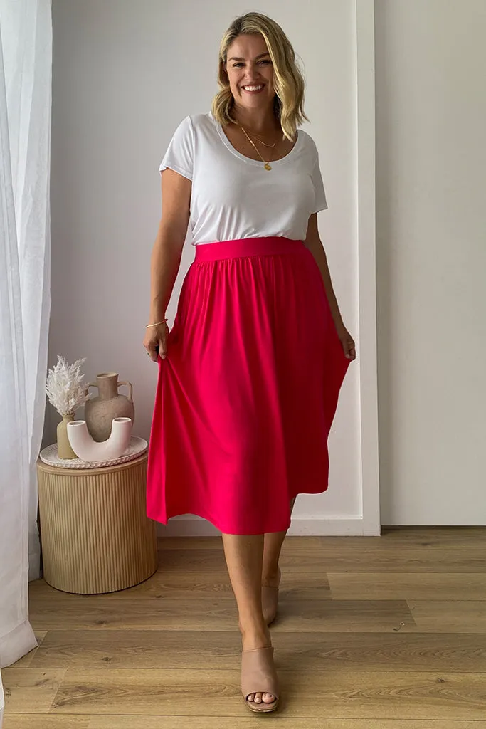 Bamboo Midi Skirt - Magenta