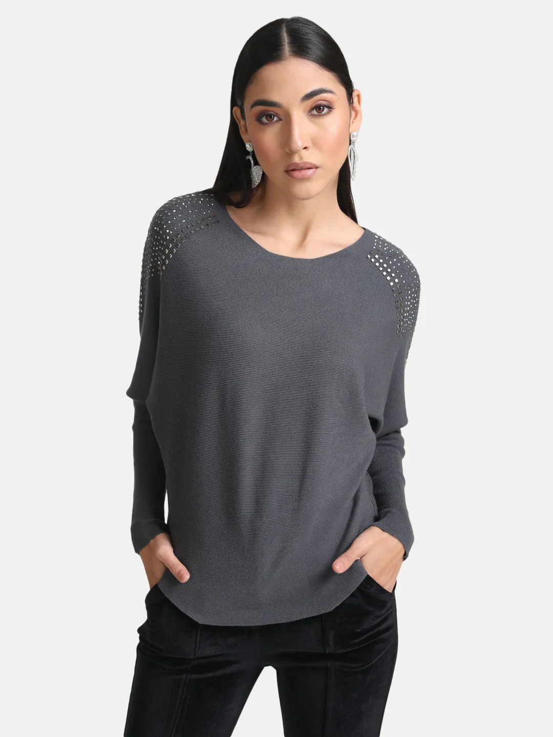 Batwing Pullover With Heat Studs