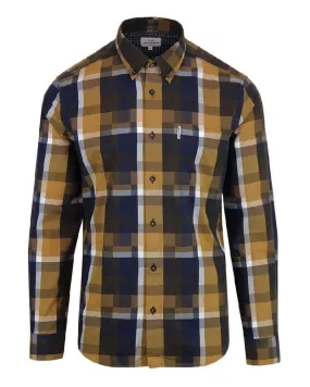 Ben Sherman Long Sleeve Retro Block Shirt Mustard/Blue