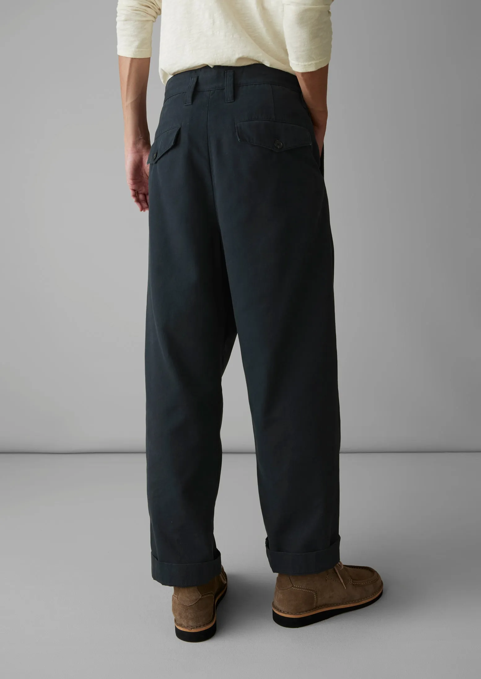 Bill Cotton Wide Leg Pants | Dark Navy