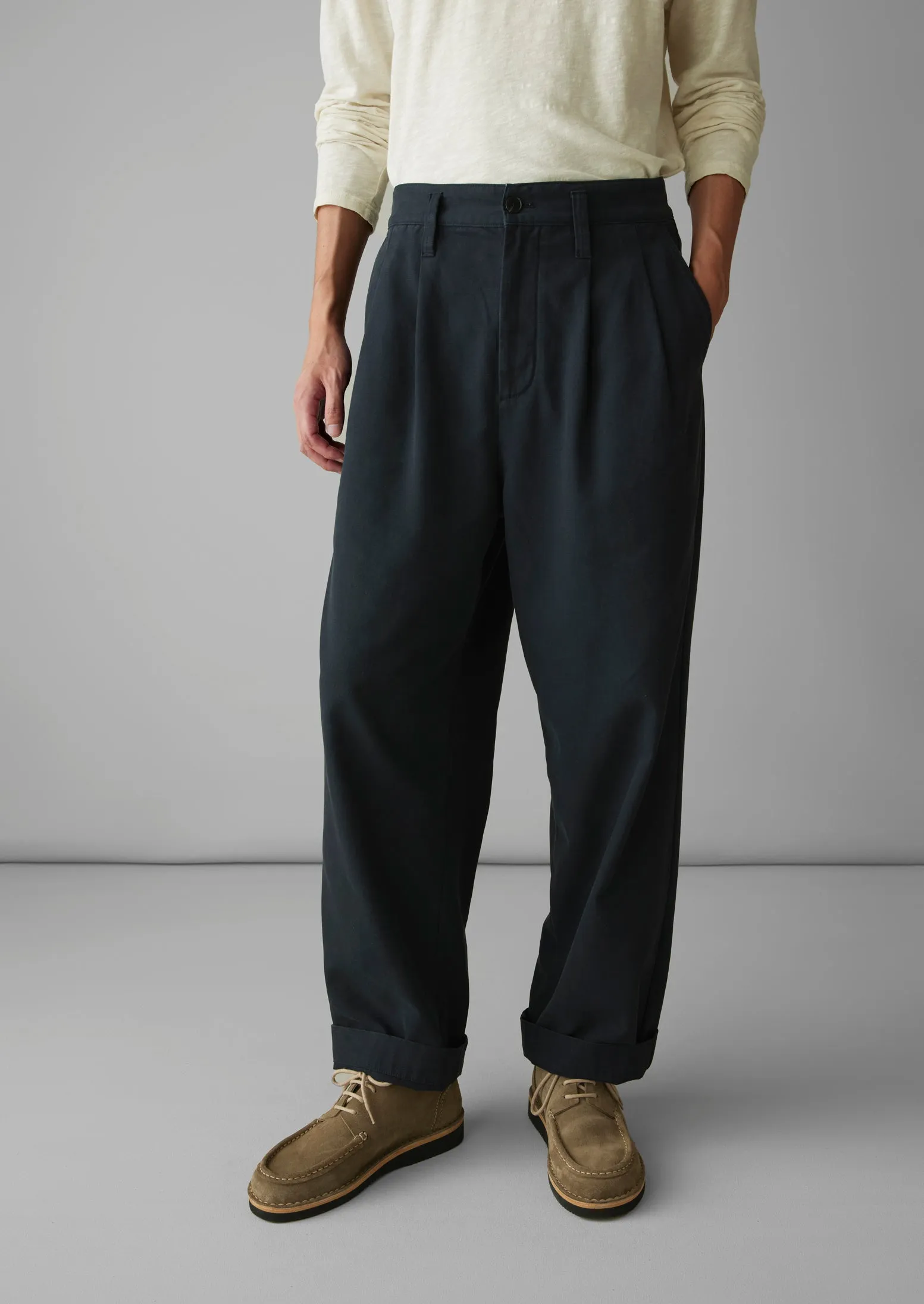 Bill Cotton Wide Leg Pants | Dark Navy