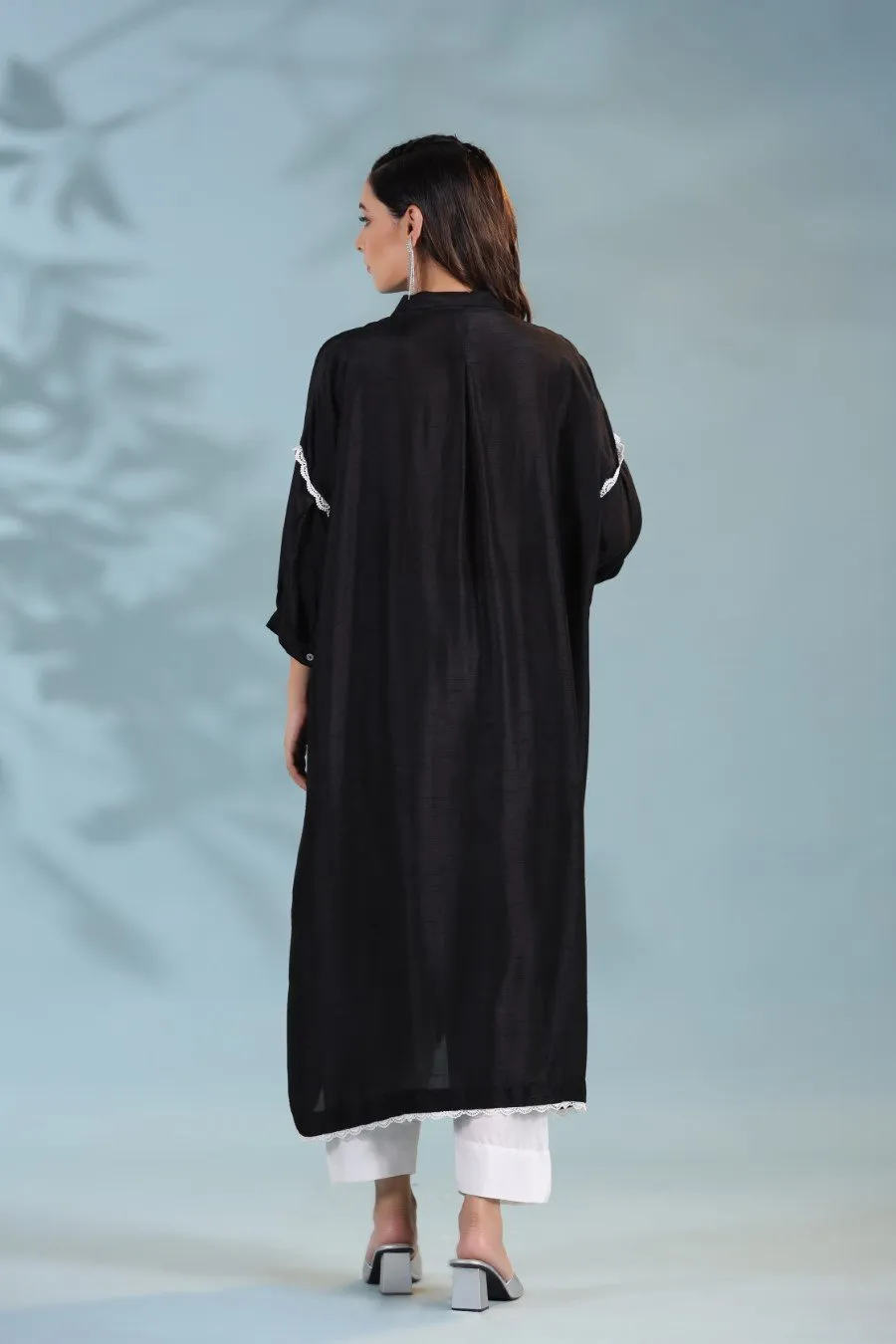 Black Morish Silk Kurta with Pants