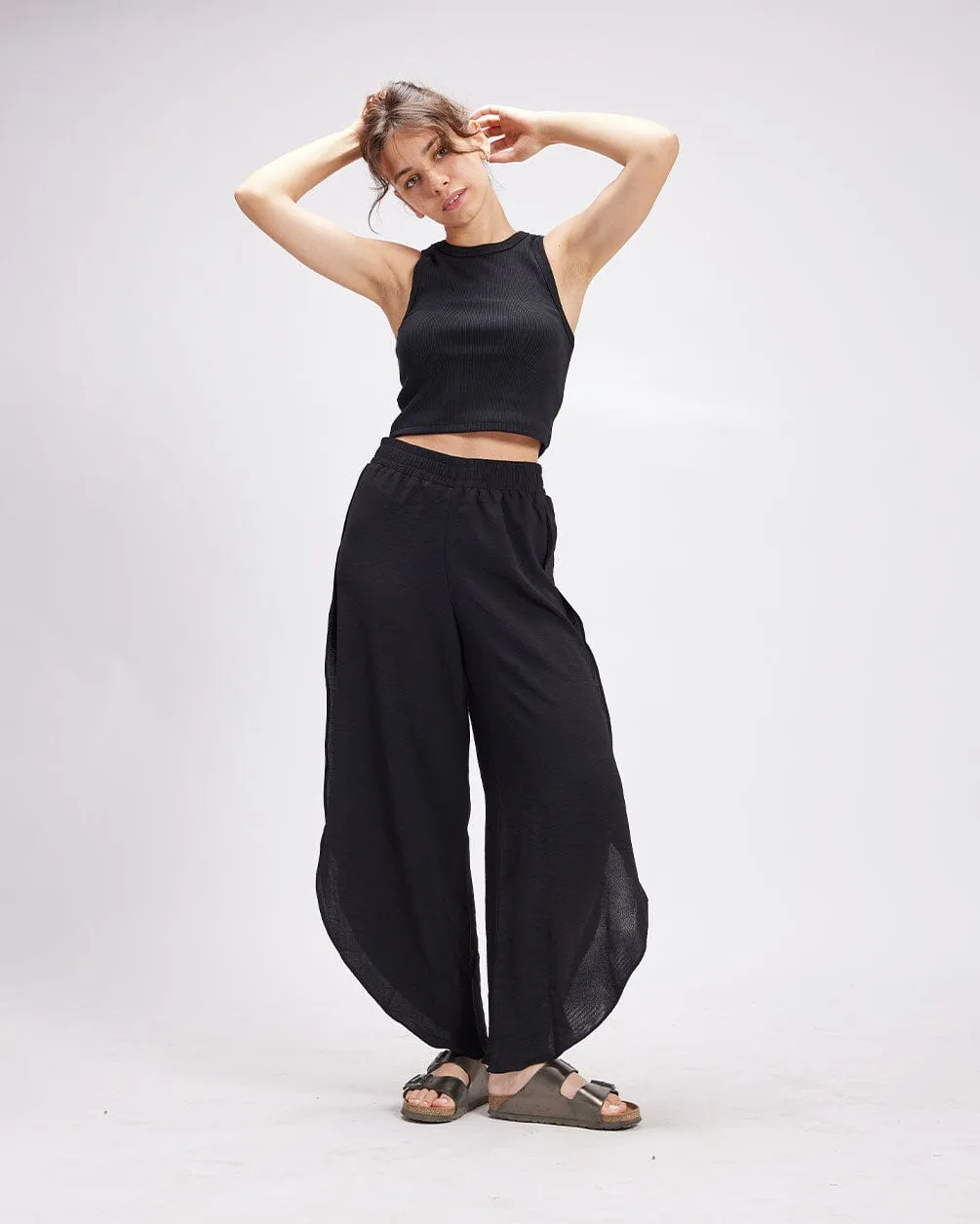 Black Slit Pants