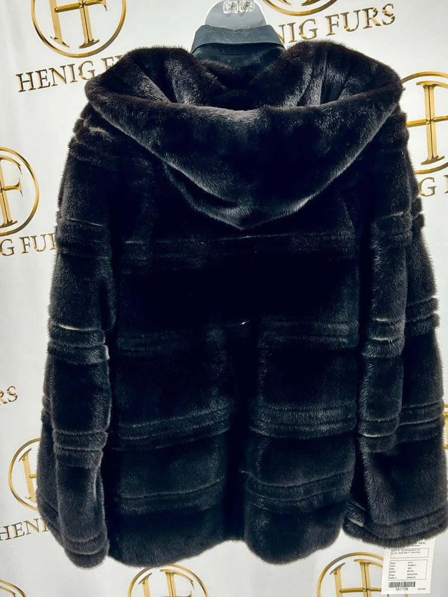 Blackglama Natural Ranch & White Mink Fur Jacket with Hood