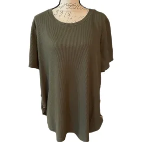 Bloomchic Plus Size Green Waffle Knit Pullover Shirt Size 12