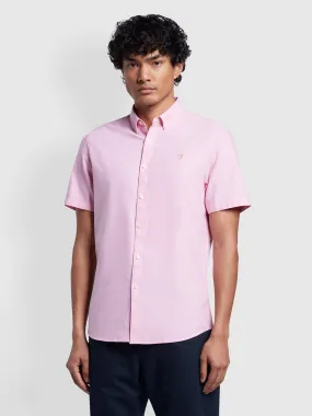 Brewer Short Sleeve Oxford Shirt In Coral Pink