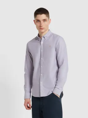 Brewer Slim Fit Organic Cotton Long Sleeve Shirt In Slate Purple