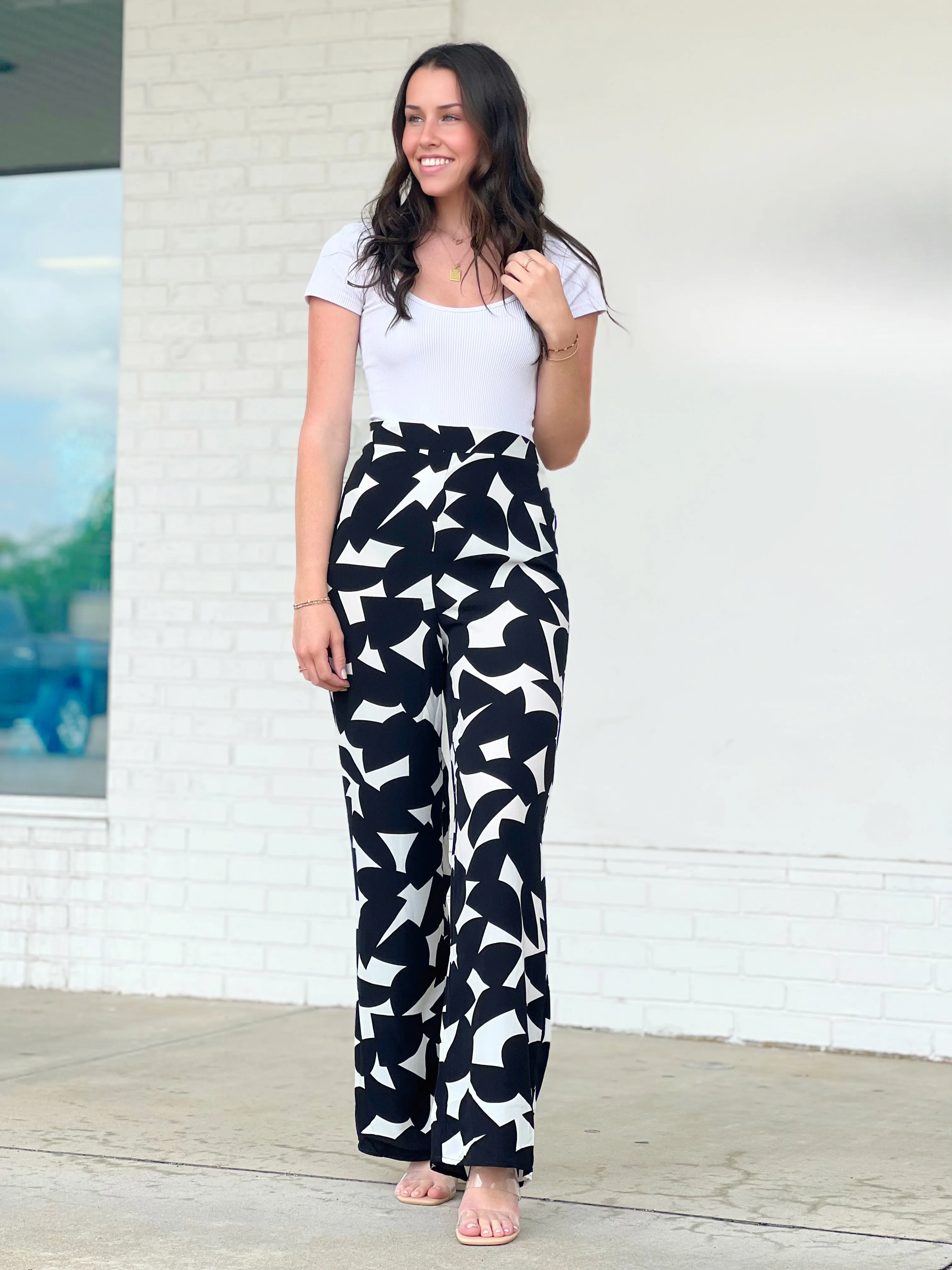 Brit Wide Leg Pants - Black/White