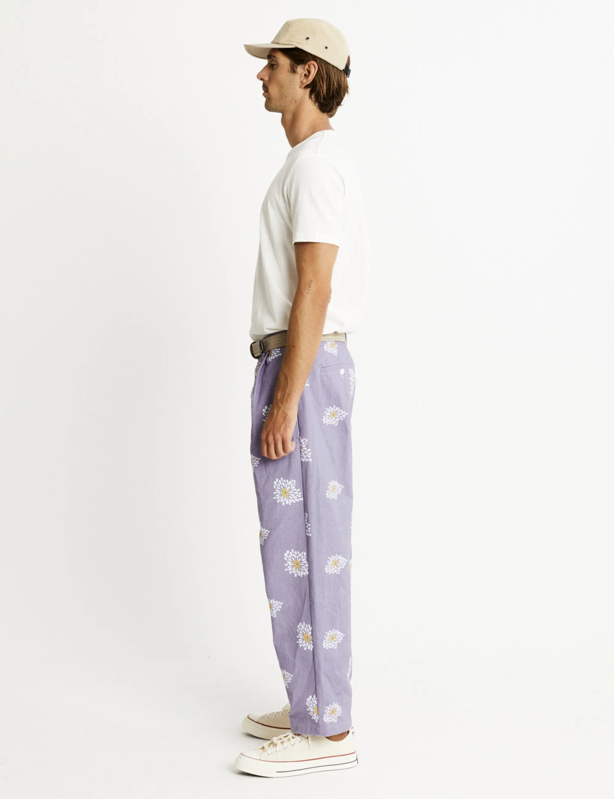 Brooklyn Pleated Pant - Light Violet Flower