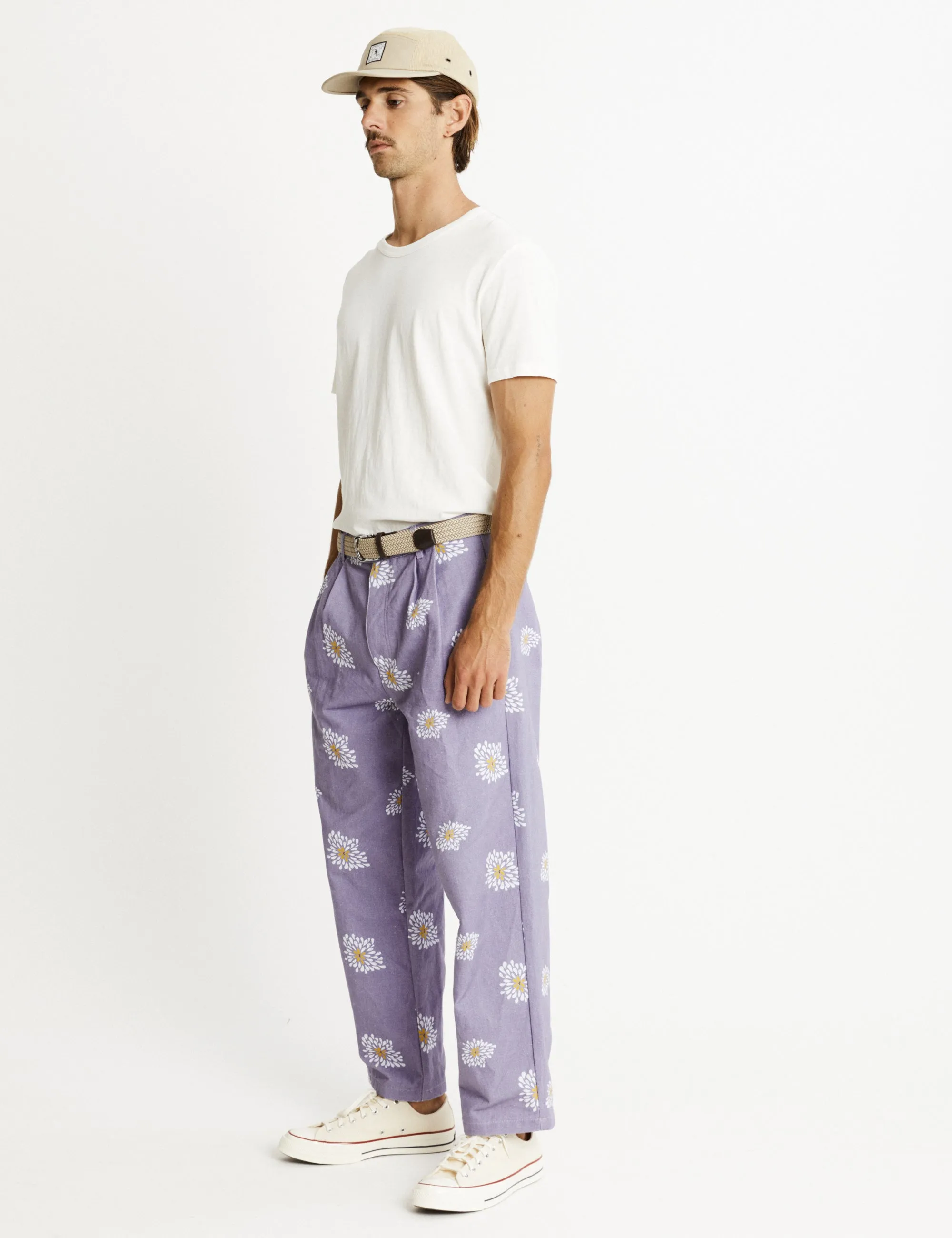 Brooklyn Pleated Pant - Light Violet Flower