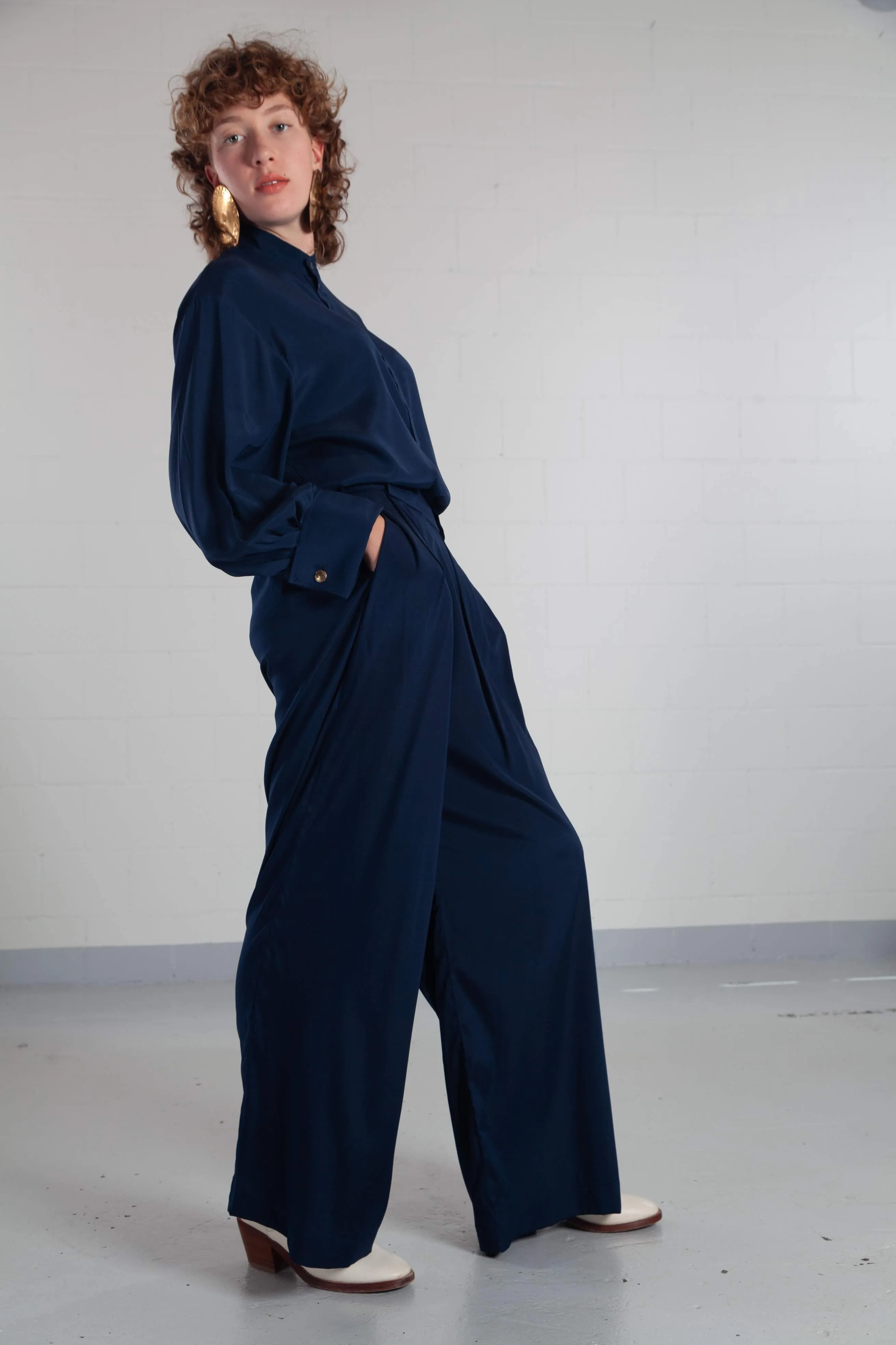 ByAdushka Blue Parigi Silk Pants