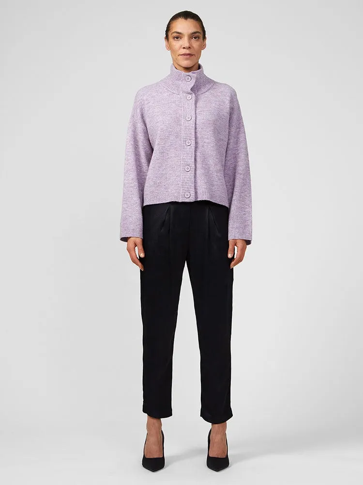 Carice Knit Button Down Jumper - Lavender Marl