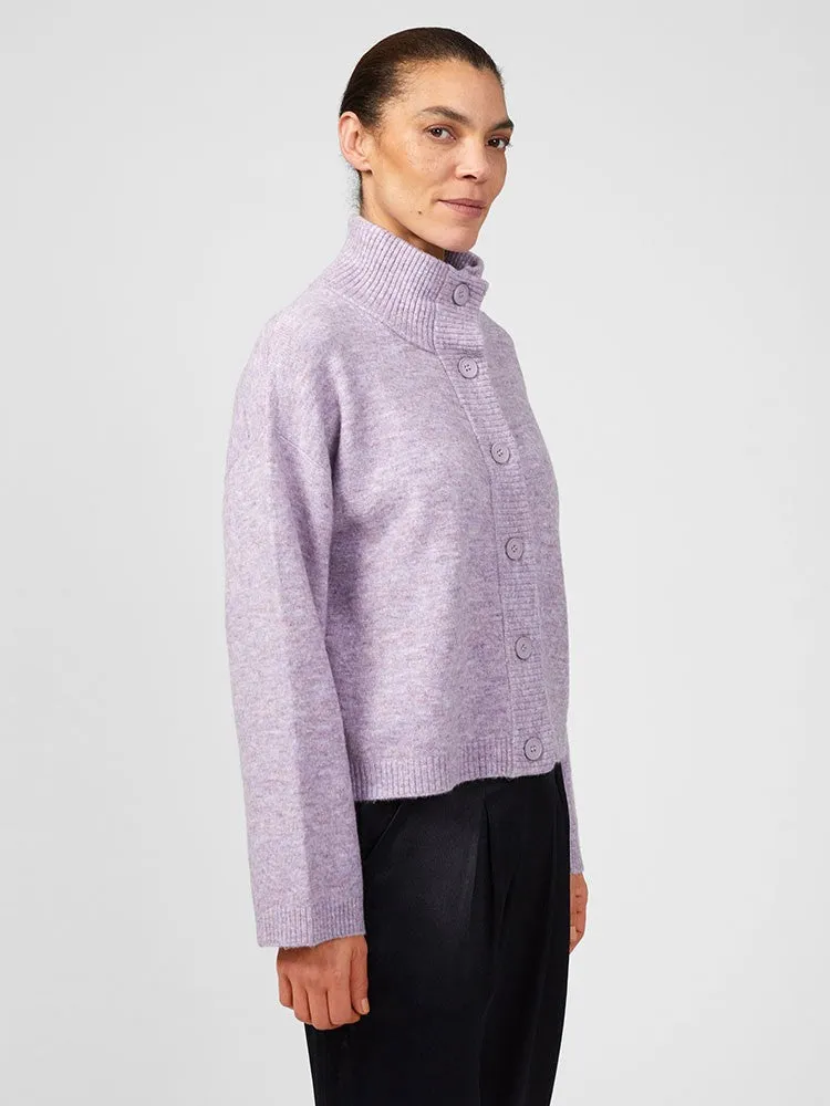 Carice Knit Button Down Jumper - Lavender Marl