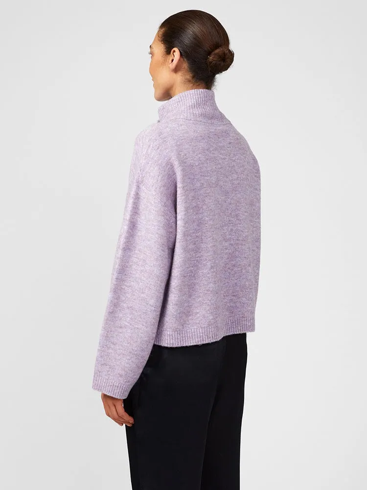 Carice Knit Button Down Jumper - Lavender Marl