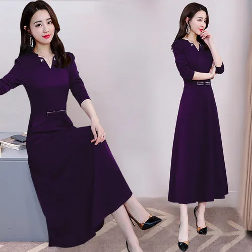 Casual Autumn Long Sleeve Female Dress With Belt