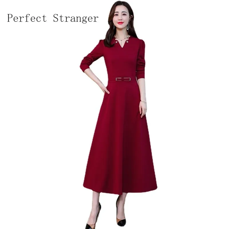 Casual Autumn Long Sleeve Female Dress With Belt