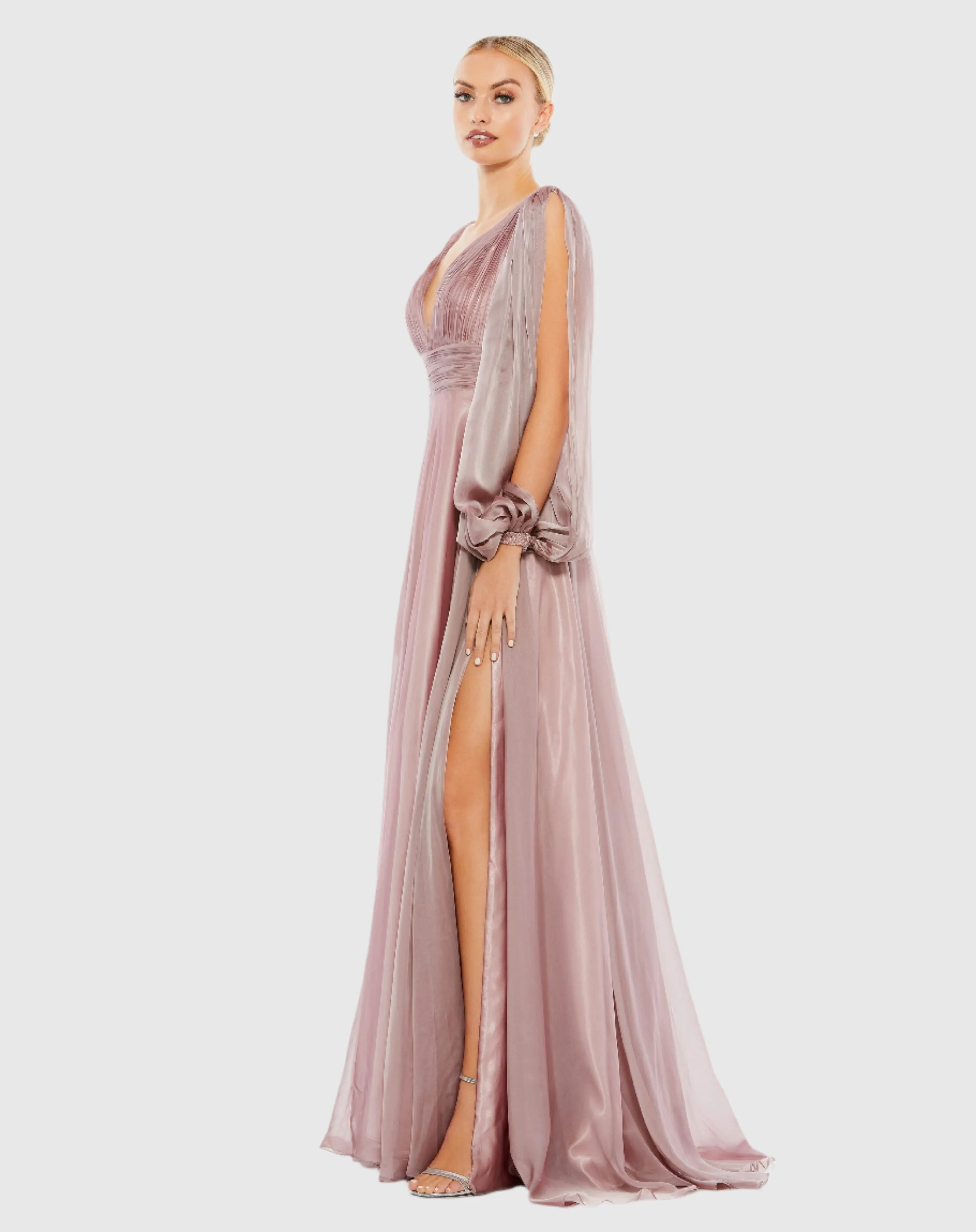 Chiffon Open Sleeve A Line Gown