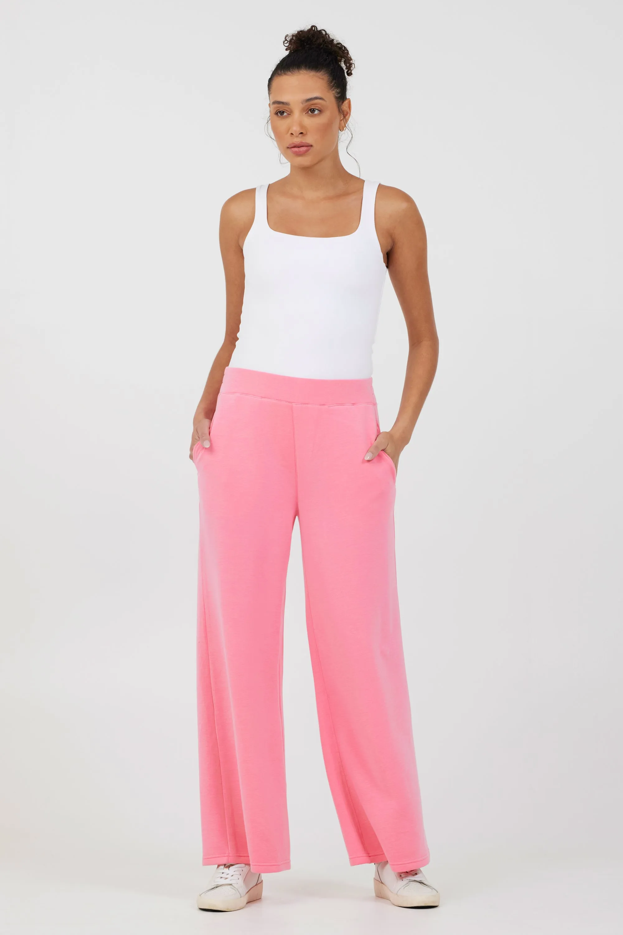 Coastal Coral Cloud Fleece Flare Pants