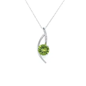 Contemporary Style Peridot and Diamond Accented Pendant