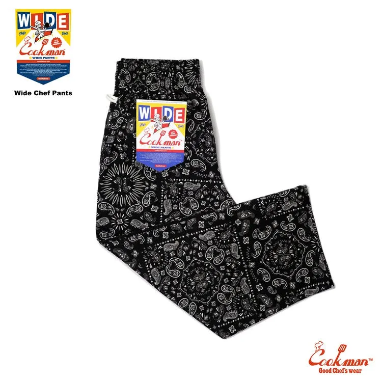 Cookman Wide Chef Pants - Paisley : Black