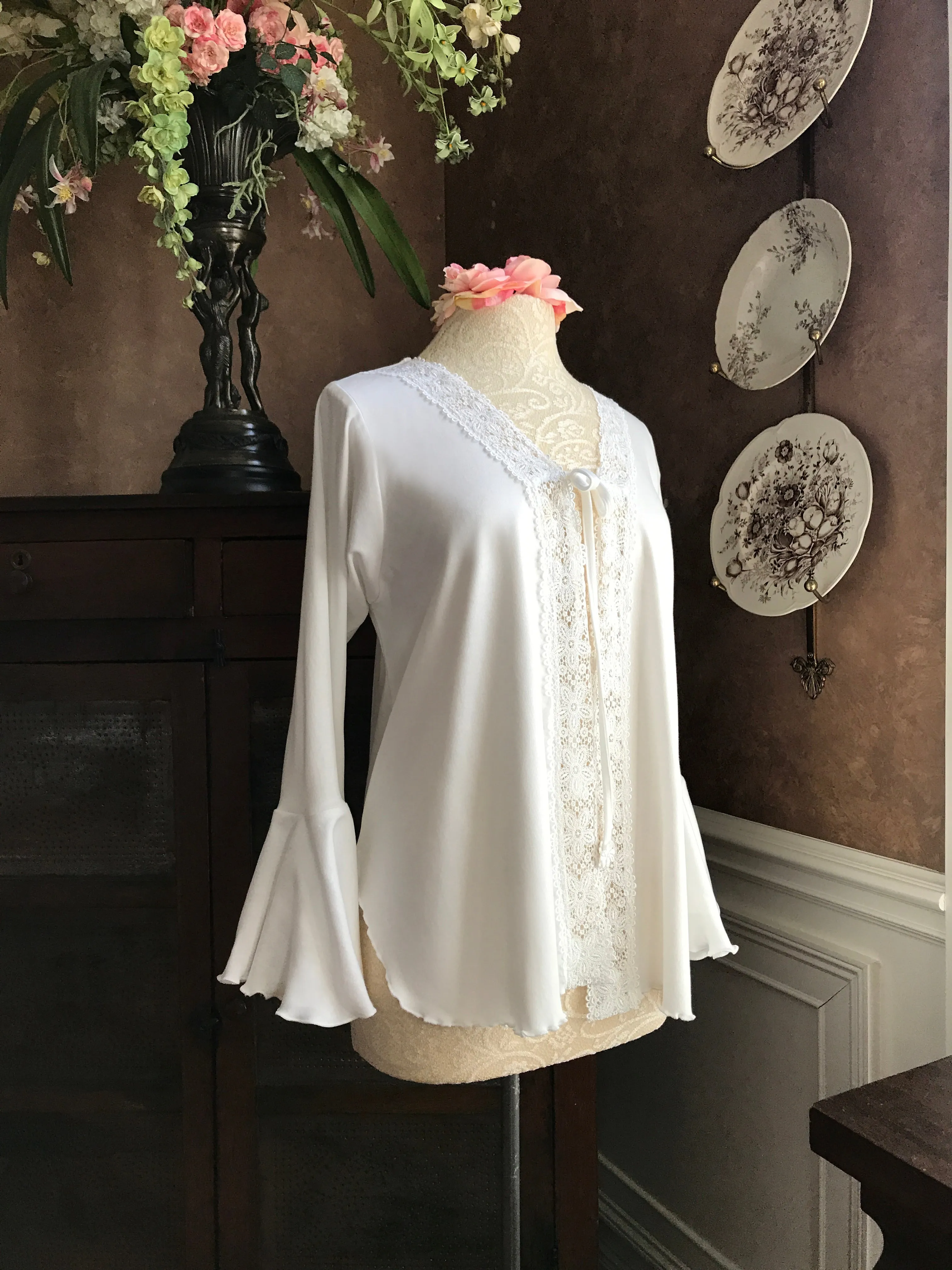 Cotton Bed Jacket Bell Sleeve Simple Pleasures Couture