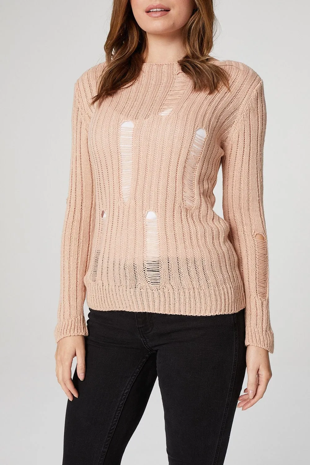 Distressed Ribbed Jumper