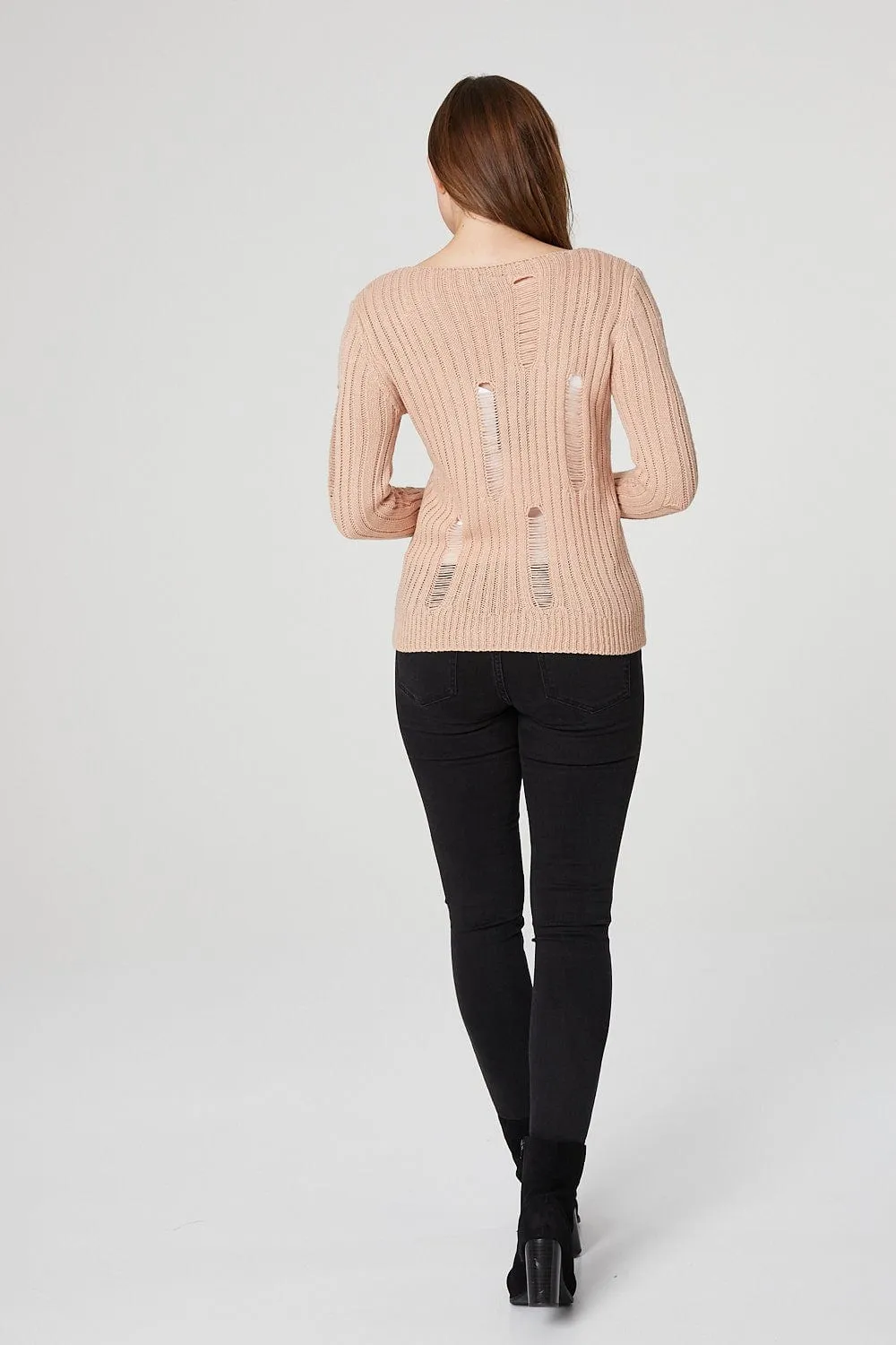 Distressed Ribbed Jumper