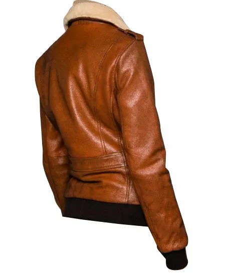 Dominic's bomber style leather jacket with fur collar