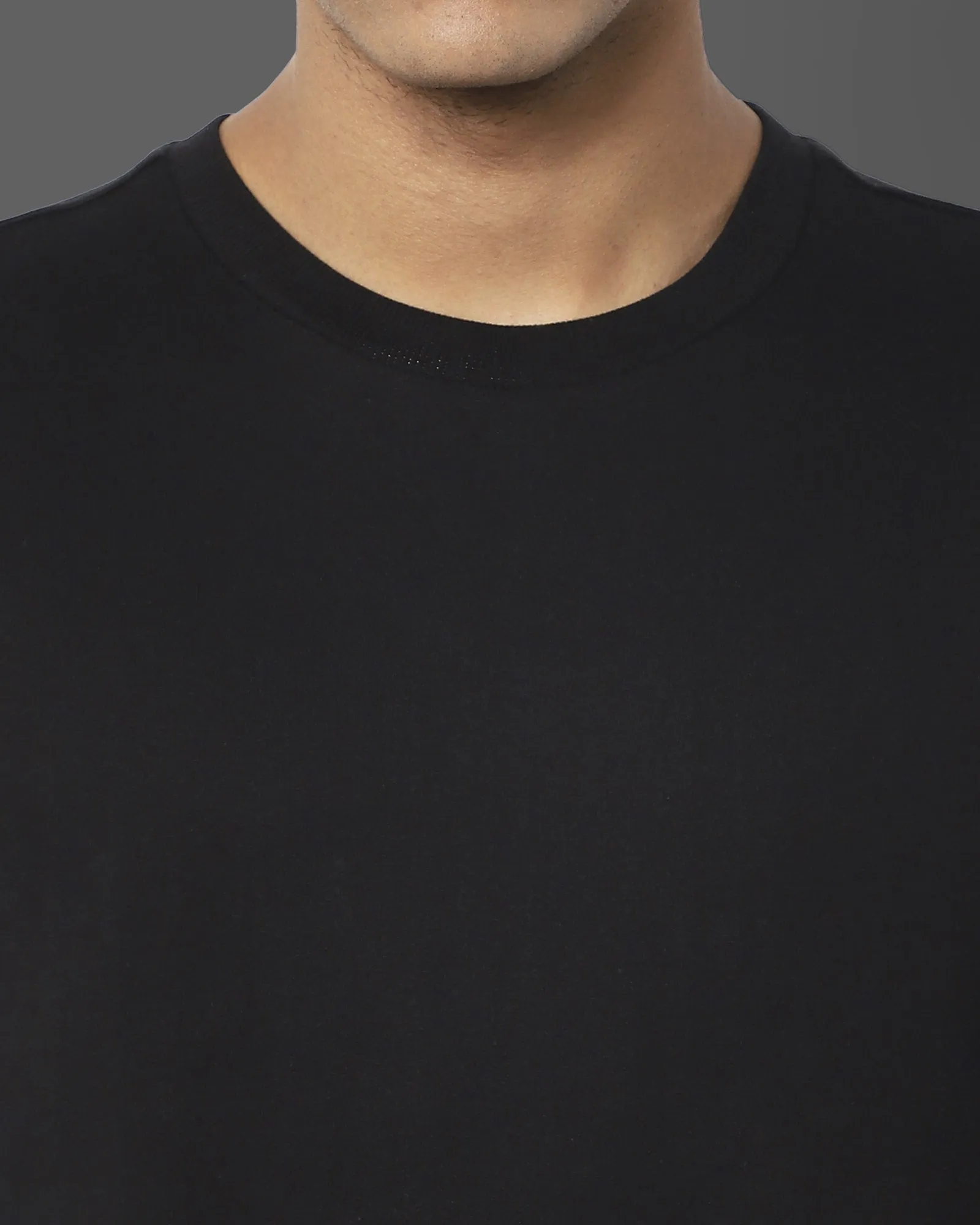 Drop Shoulder HW Crew Tee: Black