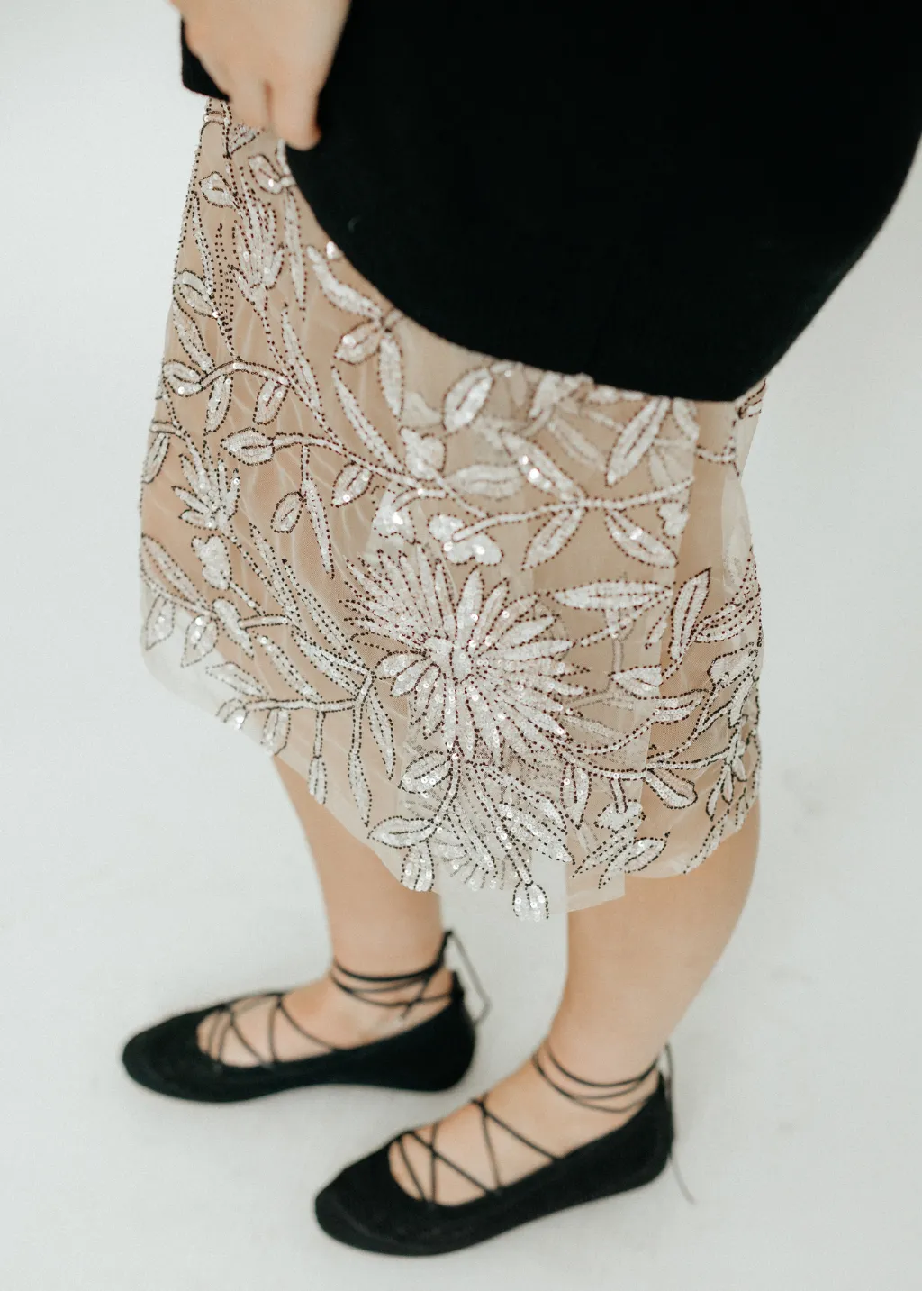 Elizabeth Nude Beaded Skirt