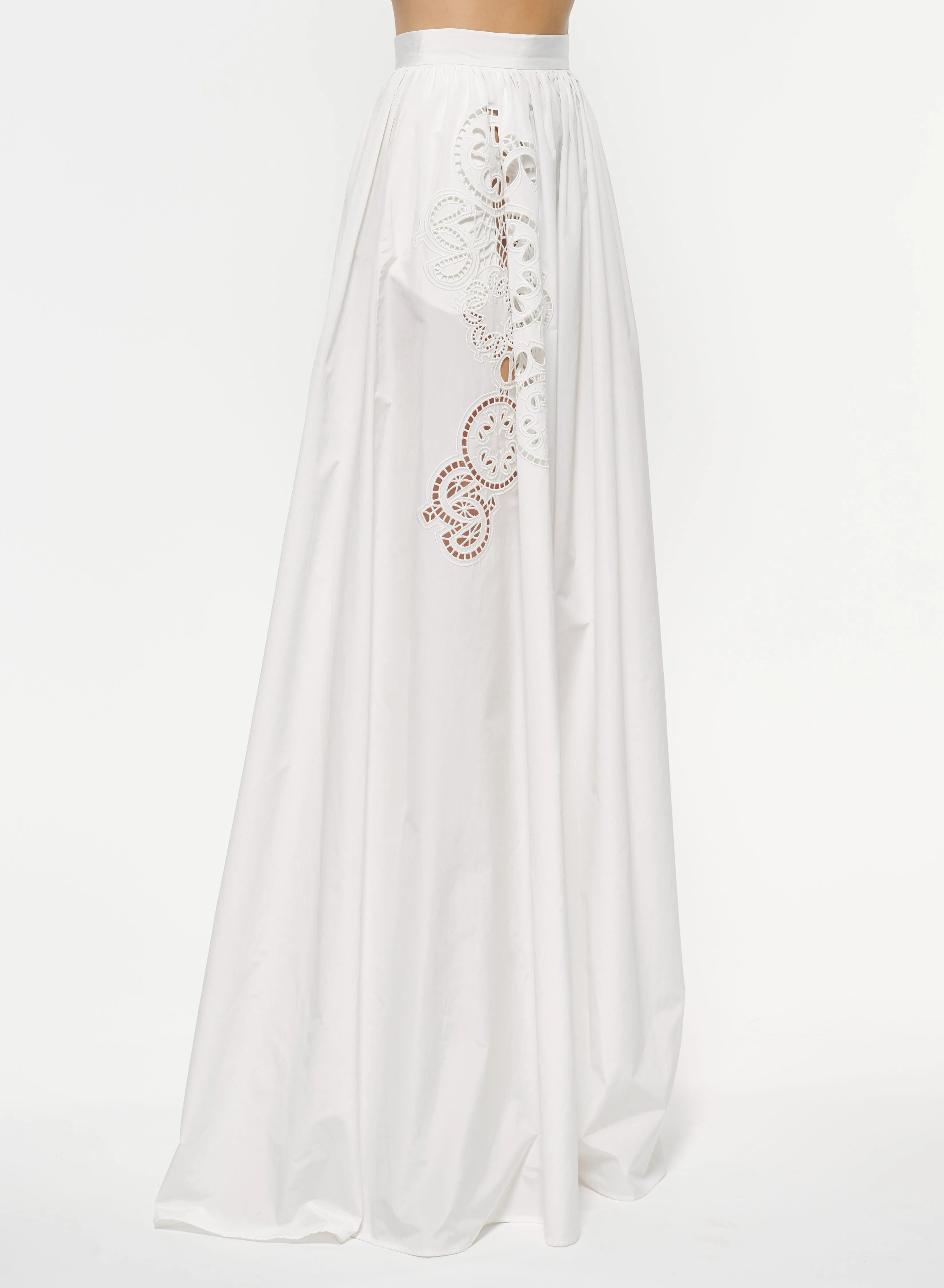 Embroidered Cotton Taffeta Skirt